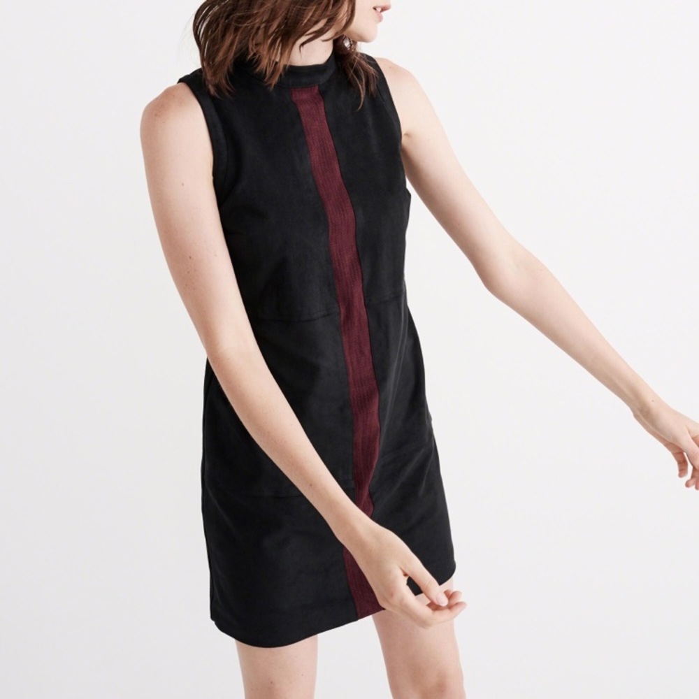 Faux suede mock neck shift dress, size XS